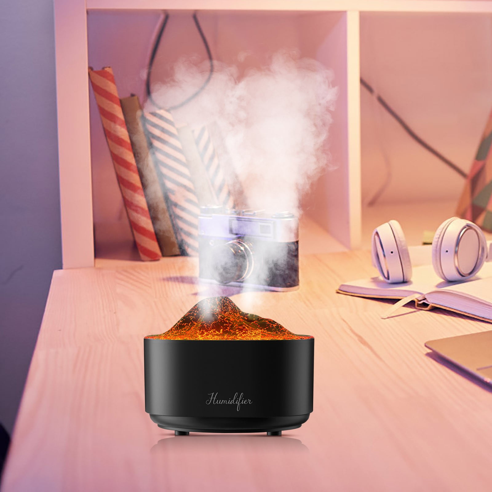 IFNWSV New Home Volcano Aromatherapy Machine Multi-function Flame Humidifier Large Capacity Large Fogs Volume Diffuser,1500ml
