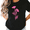 1-Black, variant on UNISHE Women Blue Daisy Wildflower Minimal Silhouette Botanical Simple S-5XL Short Sleeve Black Tops