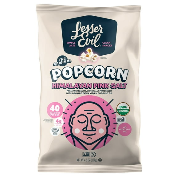 3 Pack of LesserEvil Organic Popped Popcorn - Himalayan Pink Salt - 4.6 oz (Packaging Varies)