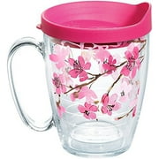 Tervis Made in USA Double Walled Sakura Japanese Cherry Blossom Insulated Tumbler Cup Keeps Drinks Cold & Hot, 16oz Mug, Classic - Lidded