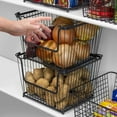 thumbnail image 4 of K-Cliffs Heavy Duty 3 Metal Storage Stackable Baskets for Office Craft Room Kitchen Pantry Office Garage Market Grocery Store Display, 3pcs Pack, Black, 4 of 11