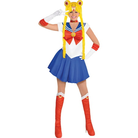 Party City Sailor Moon Costume for Adults, Includes Senshi Dress, Headband, Choker, Gloves, and Boot