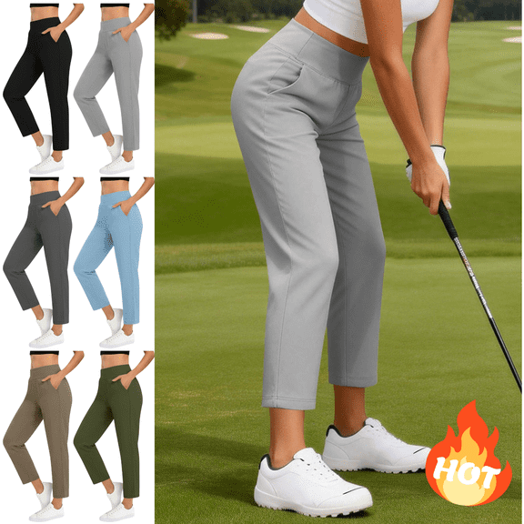 Mifsaly Womens Golf Pants Slim Fit High Waisted Stretchy Pant Comfortable Lounge Everyday Summer Outfits with Pockets XL