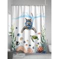 thumbnail image 5 of Fsddascl Cat Summer Beach Shower Curtain Set - 72" x 78" Washable Bathtub Curtain with 12 Hooks, Nautical Ocean Coastal Turtle Coral Waterproof Fabric Stall Shower Curtains for Bathroom/Bathtub, 5 of 6