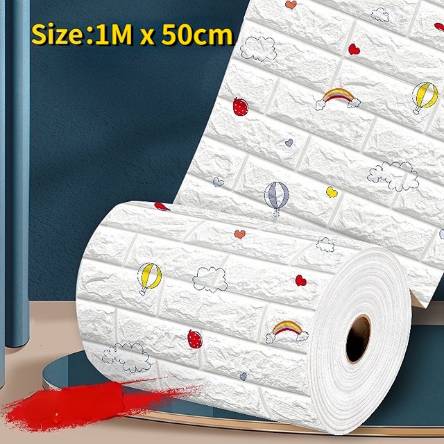 50 * 500cm Papel Pintado 3D Espuma Ladrillo Autoadhesivo Adhesivo Pared Decoración Gruesa A Prueba De Agua