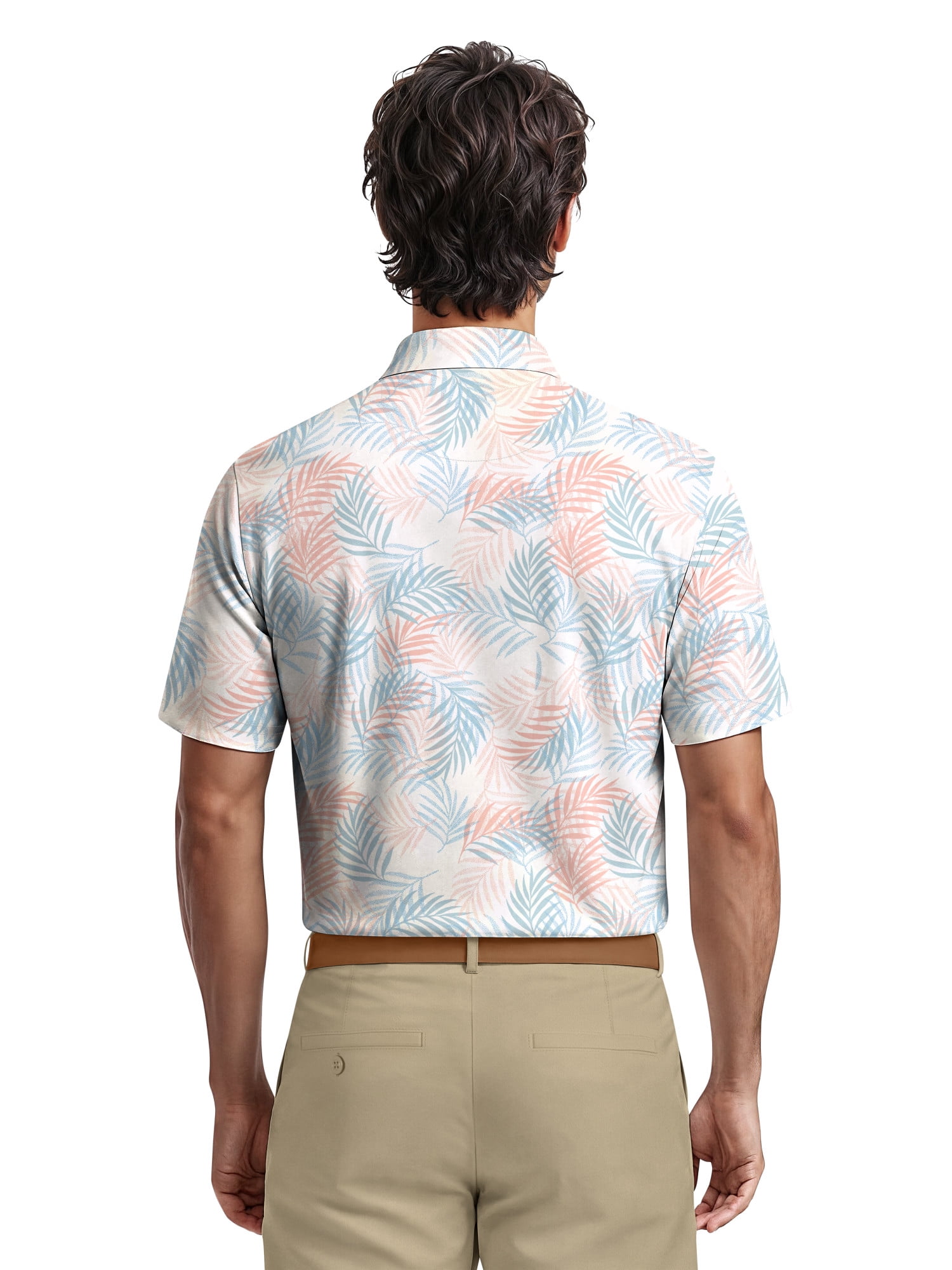 Ben Hogan Men's & Big Men's Performance Textured Multi-color Tropical Short Sleeve Polo Shirt, up to 5XL