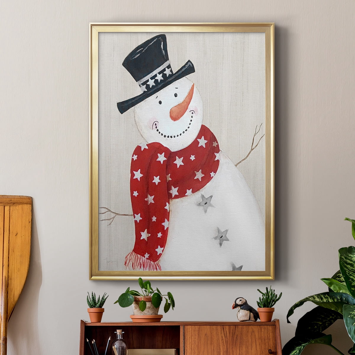 Festive Snowman I Premium Classic Framed Print - Ready to Hang