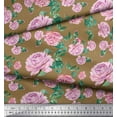 thumbnail image 2 of Soimoi Brown Cotton Poplin Fabric Leaves & Peony Floral Decor Fabric Printed Yard 56 Inch Wide, 2 of 3