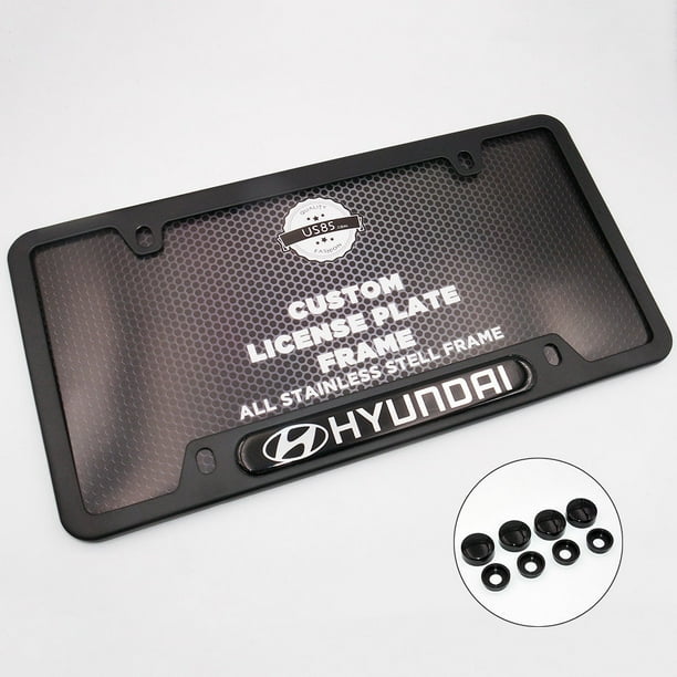Front Rear Black Stainless Steel for Hyundai License Plate Frame Cover