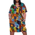 thumbnail image 1 of Vestido colgante pictórico de piezas abstractas para mujer, vestido de cumpleaños con bolsillo, 1 of 6