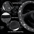 thumbnail image 4 of 1/2 Pcs Shiny Rhinestone Steering Wheel Cover for Women/Girls, Sparkling Car SUV, Breathable & Anti-slip, Universal 15 Inche, 4 of 9
