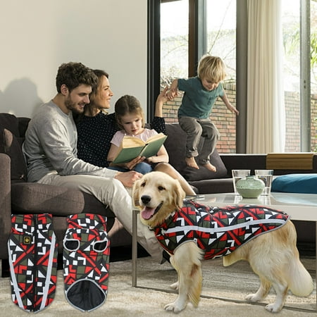 Aooww Warm Dog Winter Coat Dog Sweater Cold Weather Coats Waterproof Dogs Apparel Clothes Pet Jacket Padded Vest Outfit for Small Medium Large Dogs Winter Pet Clothes Red Grid M