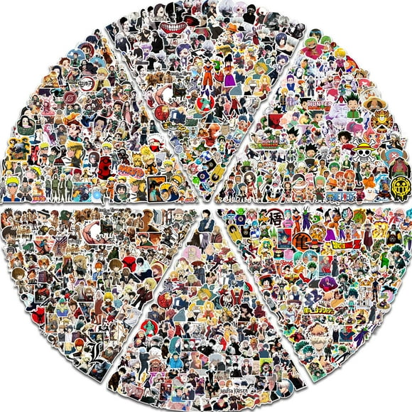 Pack de pegatinas anime, 600 piezas mezcladas con temáticas clásicas. Vinilos impermeables y calcomanías para botellas, laptops, skateboards. Pegatinas para todas las edades