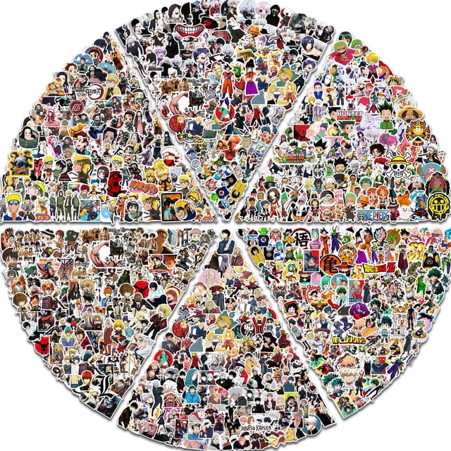 Pack de pegatinas anime, 600 piezas mezcladas con temáticas clásicas. Vinilos impermeables y calcomanías para botellas, laptops, skateboards. Pegatinas para todas las edades