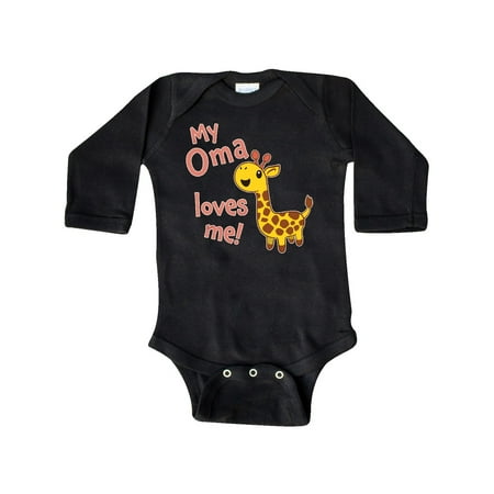 

Inktastic My Oma Loves me- cute giraffe Gift Baby Boy or Baby Girl Long Sleeve Bodysuit