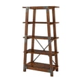 thumbnail image 4 of Benjara Fanny 72 Inch Bookshelf, 4 Tiers, Faux Rivet Details, Brown Wood Frame, 4 of 5