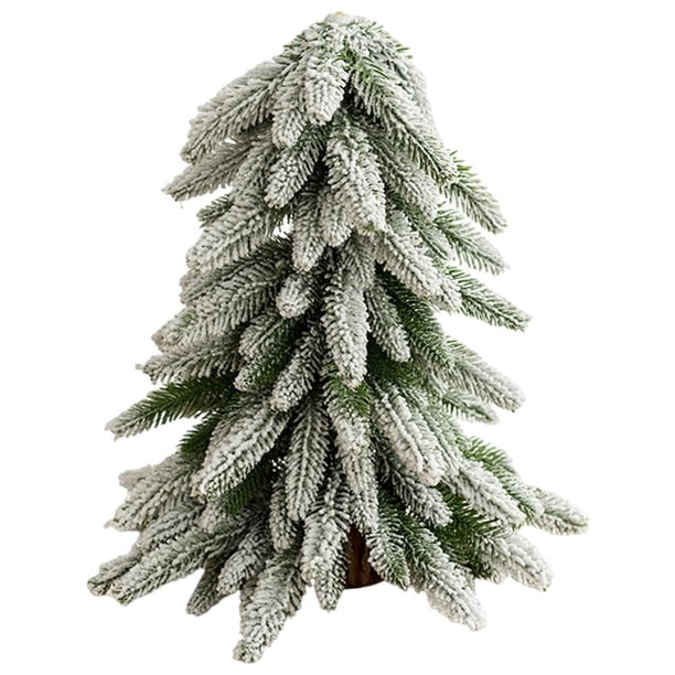 Árbol de Navidad de 40 cm de alto para escritorio, hogar, cocina, cenas, fiestas, árboles de Navidad, decoraciones, nieve Árbol verde nieve