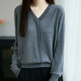 thumbnail image 5 of shoper Wool Sweater Women Pullover Lightweight 2025 Fall Winter Long Sleeve V Neck Lace Splicing Solid Color Casual Sweater Tops, 5 of 6