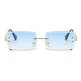 thumbnail image 3 of TISHITA Chic Rectangle Coupe Rimless Lunettes de Soleil Verres Teintés Lunettes Nuances Bleu, 3 of 7