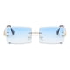 thumbnail image 3 of Gafas de sol rectangulares sin montura, estilo retro clásico, con lentes tintadas y protección UV Azul, 3 of 7
