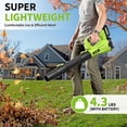 thumbnail image 4 of Leaf Blower Cordless 500CFM/150MPH, Cordless Leaf Blower with 2 x 4.0Ah Batteries & 3 Tubes, 6 Speed Modes, Electric Leaf Blowers Battery Powered for Cleaning , Yard, Garage, Lawn (Green), 4 of 6