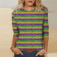 thumbnail image 2 of Penkiiy Blouse Carnaval pour Femmes Mardi Gras Mode Imprimée Décontractée Col Rond Manches 3/4 T-shirt Blouse m Multicolore, 2 of 5