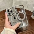thumbnail image 4 of Luxury Wireless Charge For Magsafe Transparent Case For iPhone 16 15 14 13 11 12 Pro Max Plus Mini Magnetic Bumper Cases Cover Red For iPhone 11Pro Max, 4 of 6