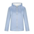 thumbnail image 3 of SGFCWSX Men's Full Zip Hoodie Fleece Relaxed Fit Pockets Solid Color Drawstring Hood Basic Casual Sweatshirt for Men Sky Blue Size S, 3 of 4