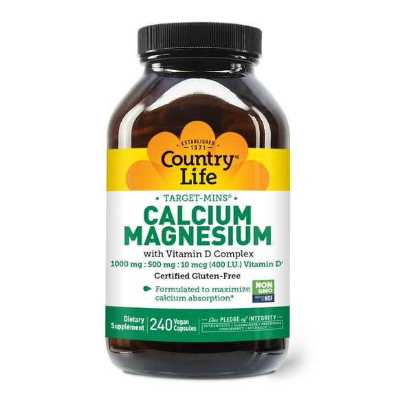 Country Life Target-Mins, Calcium Magnesium with Vitamin D Complex, 240 Vegan Capsules