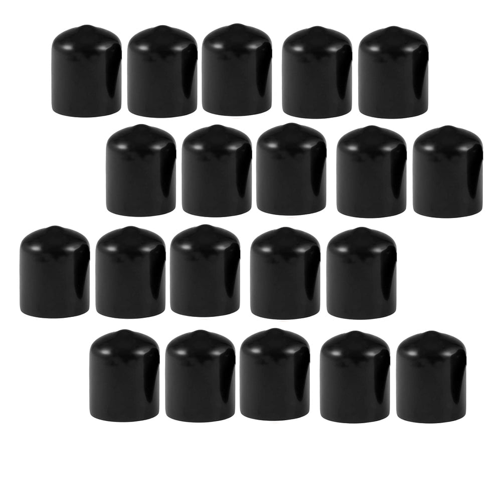 Screw Thread Protection Sleeve PVC Rubber Round Tube Bolt Cap Cover Eco-Friendly Black 18mm ID 20pcs 