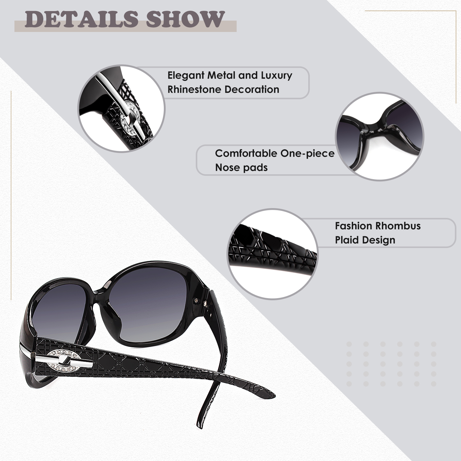 Sunier Women's Oversized Butterfly Sunglasses, Crystal, 2-Pack photo 6