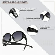 Sunier Oversized Sunglasses for Women Butterfly Style Polarized Sunglasses with Crystal Decor UV Protection-2 Pack