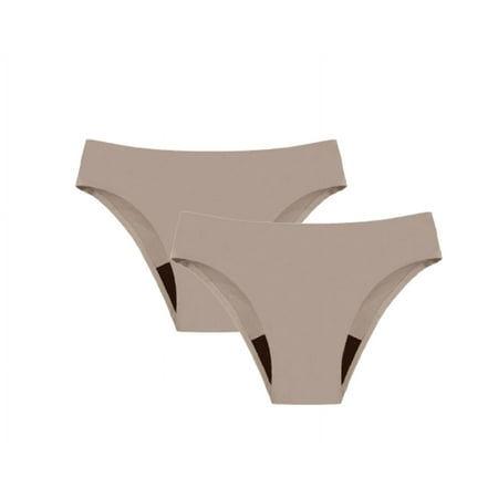 Period Swimwear Menstrual Leakproof Bikini Bottom Absorbent Pants High Waist Swimming Trunks for Teenagers Women Khaki L  2-Pack