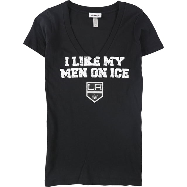 Rinky - Camiseta gráfica para mujer I Like My Men On Ice, color negro, pequeña