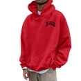 thumbnail image 5 of kpoplk Men's Pullover Hoodies Plaid Jacquard Long Sleeve Drawstring Casual Hooded Sweatshirts with Kanga Pockets(Red,XXL), 5 of 7