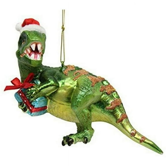 December Diamonds 79-80520 Blown Glass Dinosaur with Gift Ornament