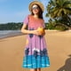 thumbnail image 4 of Easygdp Beach with Palm Trees para Vestido Transpirable de Mujer, Vestido Suelto de Manga Corta con Pliegues y Bolsillos para el Verano, 4 of 6