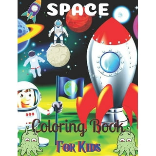 OUTER SPACE CRAYON Coloring Set, Rocket Spaceship Aliens Planets