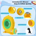 thumbnail image 6 of Veeboto Bounce House, Aerospace Rocket's Indoor Outdoor Inflatable Bounce House with Jumping Area, Slide, 370W Blower, 6 of 7