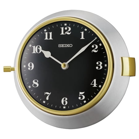 Seiko Nao Porthole Wall Clock, Metal, Quartz, Analog, QXA 761 SLH