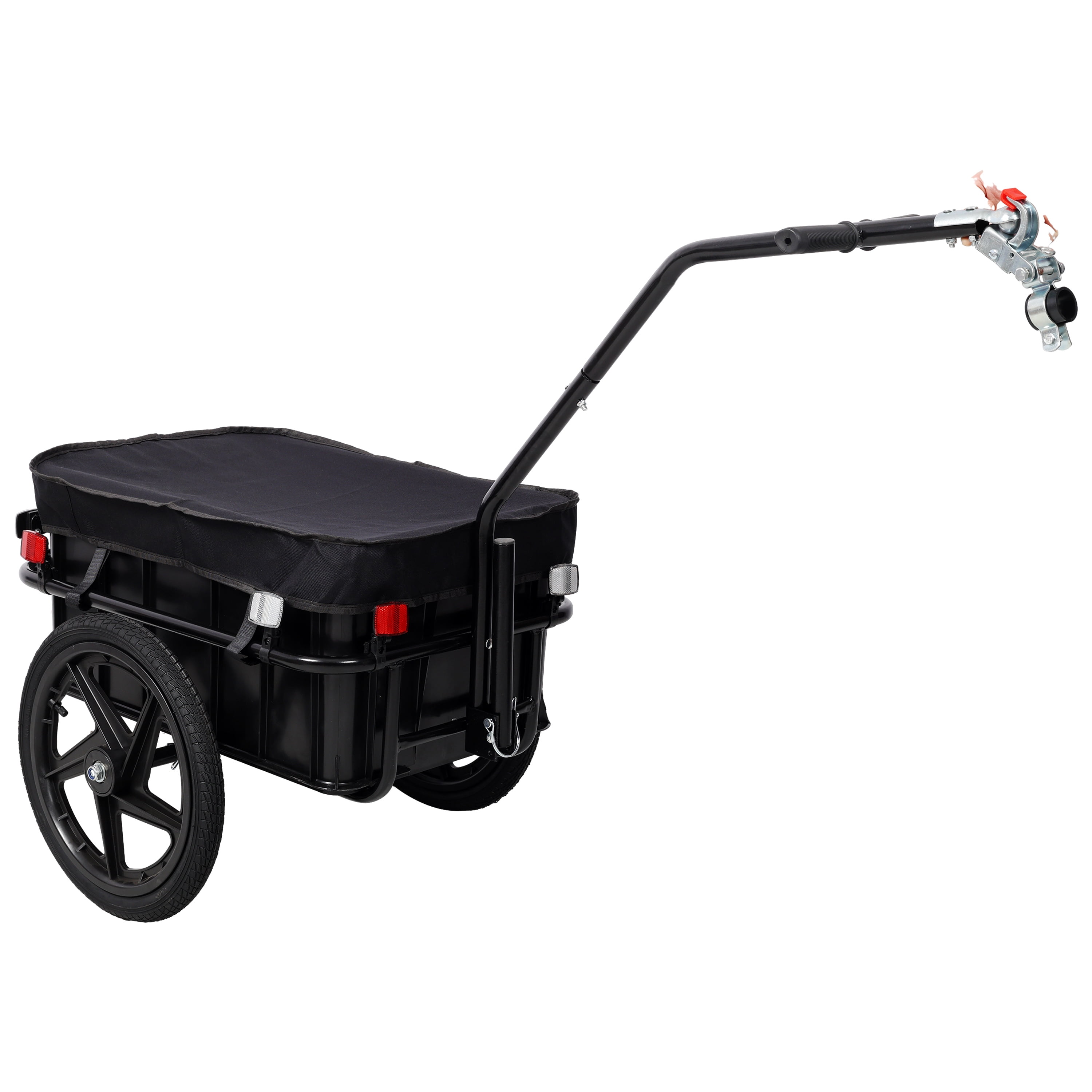 Bike Cargo Trailer with Support Bar, 600D PVC Waterproof Cover, Removable Box, Utility Bike Wagon Trailer for Shopping Camping and Outdoor Activities