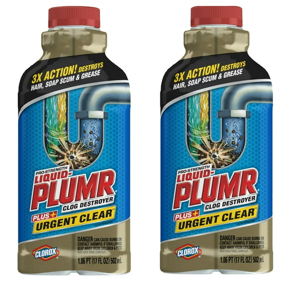 LiquidPlumr Urgent Clear, our fastest clog remover, 17 Ounces 2 Pack