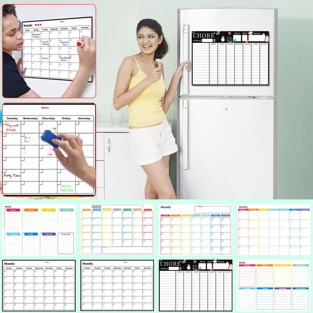 Fiudx Calendario de Pizarra Magnética, Material Pet Suave Borrable, Resistente a Las Manchas y Fácil de Limpiar, Ideal para La Oficina En Casa, para Uso Familiar y con Compañeros de Piso, Tamaño 30 X
