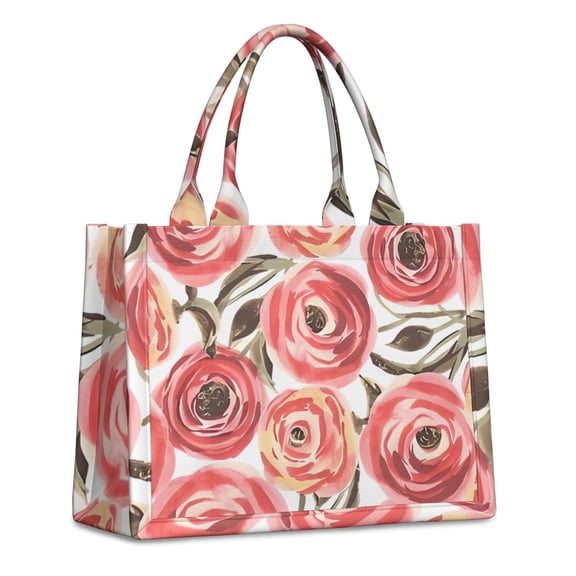 Large Capacity Tote Bag,Pioneer Flower Floral Print Pattern Handbag Fashion Luxury Tote Bag,15.7"x13"x 5.1" Inches,Laptop Compatible