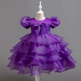 thumbnail image 5 of Gubotare Toddler Dresses for Girl Tulle Flower Girl Dress for Wedding Floral Pageant Dress with Train Princess Ball Gown for Girls,Purple 6-7 Years, 5 of 9