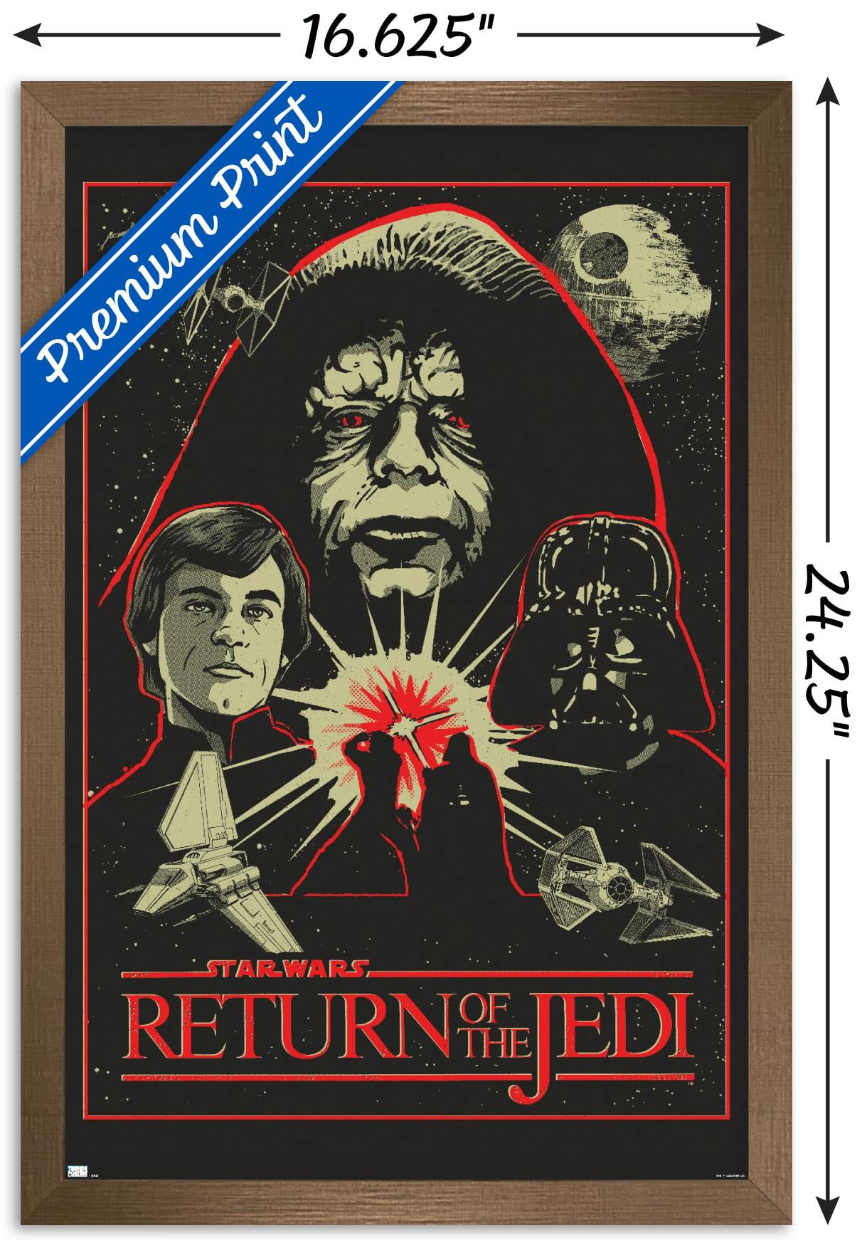 Star Wars: Return of the Jedi - Red Outline Illustration Wall Poster, 14.725" x 22.375" Framed