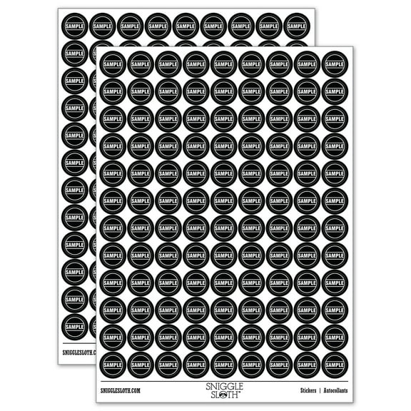 Sample Label 200 Round Stickers - Black - Gloss Finish - 0.50" Size