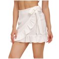 thumbnail image 2 of Fesfesfes Women Skirt Casual Solid High Waist Ruffled Frenulum Zipper Short Skirt Clearance, 2 of 7