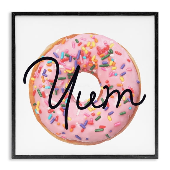 Stupell Industries Contemporary Yum Sprinkle Donut Black Framed Giclee Art, 17 x 17, by Lil' Rue