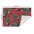 thumbnail image 3 of LNWH Red Beautiful Roses Pattern Placemats, 1 PCS Heat Resistant Washable PVC Table Mats, 18"x12", 3 of 6